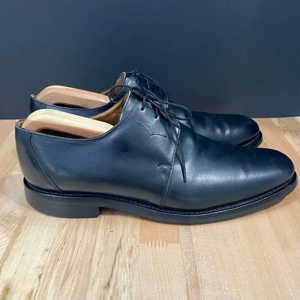 Sanders of England DIPLOMAT Collection BUDAPEST Black Leather plain Toe Oxford.